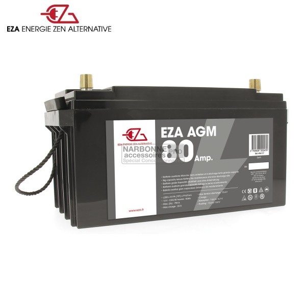 BATTERIA AGM SCARICA LENTA POWER LINE FULL CYCLING 80 AH EZA BATTERY
